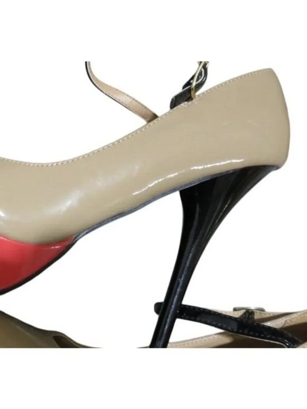 Mossimo Tan Coral Black Colorblock Patent Leather 1.5